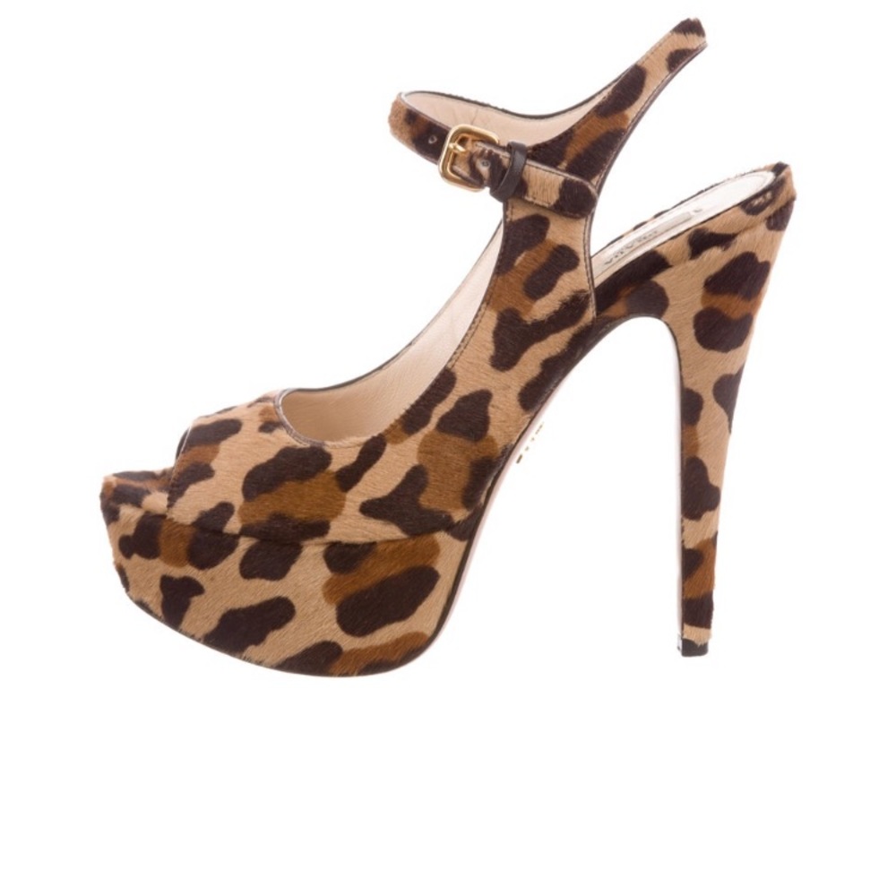 Prada peep toe pony hair heels